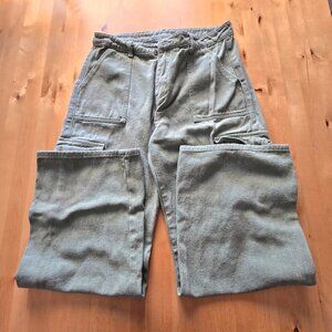 Cider Cargo Green Denim Pants Wide Leg High Rise Casual Size Extra Large XL